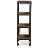 Swanson Rustic Industrial Style Antique Black & Metal Distressed Wood Mobile Kitchen Bar Wine Storage Shelf - Baxton Studio - 3 of 4
