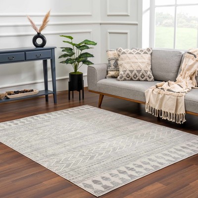 Chinnor Gray and Off-White Medium Pile Area Rug