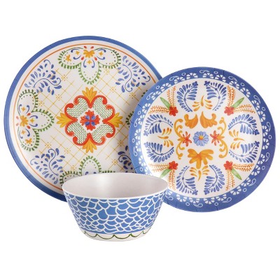 Tierra Multicolor Floral Bamboo Fiber 12-Piece Dinnerware Set
