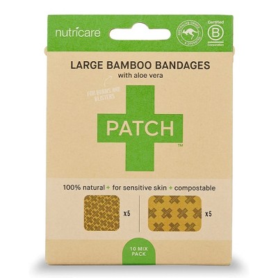 PATCH Adhesive Bandages with Aloe Vera, Rayon from Bamboo, 10 Count, 1 Pack