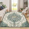 Faux Wool Machine Washable Boho Vintage Printed Area Rug Stylish Indoor Non Slip Stain Resistant Ultra Thin Non Shedding Carpet - 4 of 4