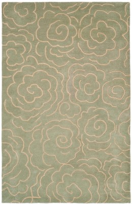 Handmade Soft Light Blue and Ivory Wool Viscose Area Rug