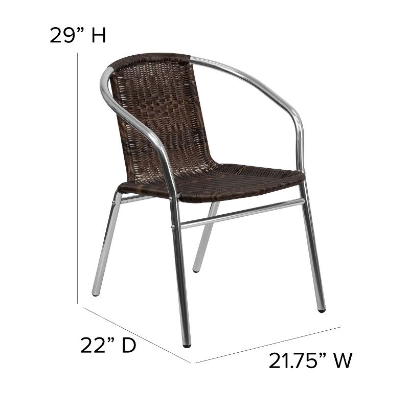 Flash Furniture Aluminum and Rattan Commercial Indoor-Outdoor Restaurant Stack Chair, 4 of 11