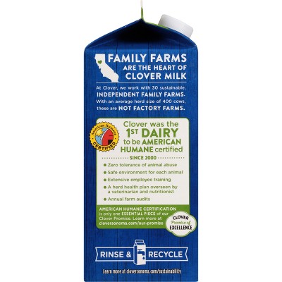 Clover Sonoma UHT Lactose Free 2% Milk - 0.5gal