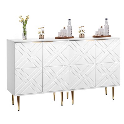 Coucheta 58" Modern Storage Buffet Cabinet with 2 Decorative Embossed Doors & Inner Shelf, Accent Sideboard for Kitchen, Dining Room, Entryway, 2 PCS