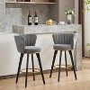 MYINDA 26''H Counter Height Bar Stool Set of 2, 360° Swivel Upholstered Bar Stool with Backrest, Goldy Footrest,Gray - 2 of 4