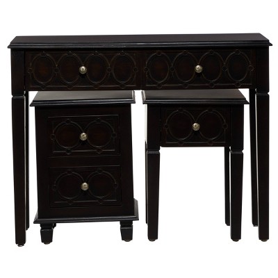 Set of 3 Traditional Wood Console Tables Black - Olivia & May