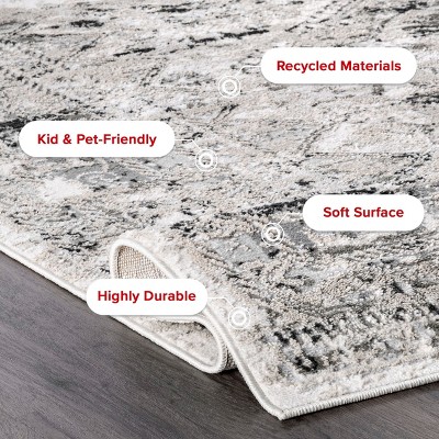 Silver Medallion Easy Care Synthetic Runner Rug, 2' 6" x 8'