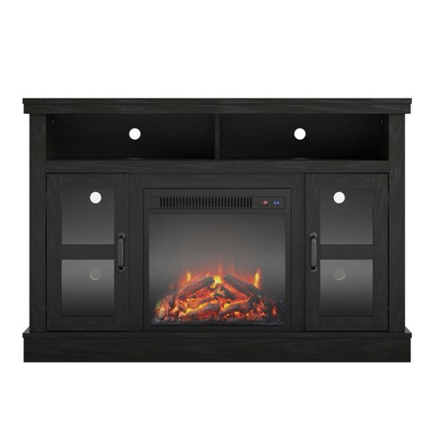 54 Naples Corner Tv Stand With Fireplace Black Oak Room Joy
