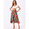 INSPIRE CHIC Women's Tropical Floral Print Ruffle Self-Tie Knot Split Beach Wrap Midi Skirt - 2 of 4