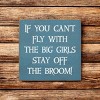Slickblue Funny Witch Quote Wood Sign – “Stay Off the Broom” Saying, 7x7 Rustic Knotty Pine Wall Art - 2 of 3