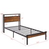 BABYYER Twin Size Bed Frame with USB Charging Station, Metal Platform Bed with Wooden Headboard and Footboard, No Box Spring Needed - 3 of 4