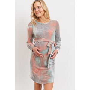 Hello MIZ Womens Tie-Dye French Terry Long Sleeve Maternity Dress - 1 of 1