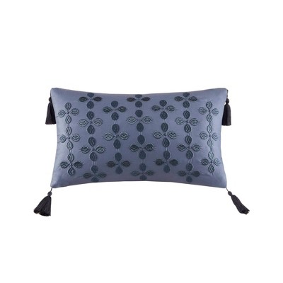 Navy Microfiber King Bedspread Set with Floral Embellishments