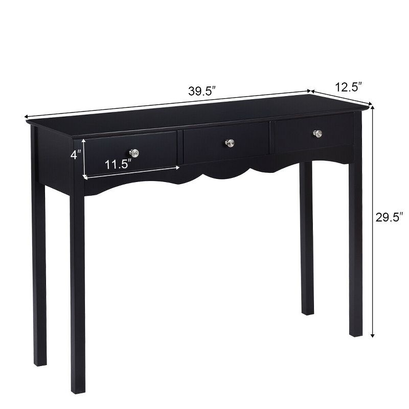 Costway Console Table Hall table Side Table Desk Accent Table 3 Drawers Entryway Black, 2 of 11