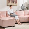 U-Shaped Sectional Sofas with Reversible Chaise, Luxurious Corduroy Upholstery, Deep Seat Comfort & Durable Support Perfect for Living Room - 2 of 4