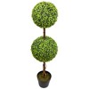 Northlight 4' Unlit Artificial Potted Two Tone Green Double Ball Boxwood Topiary Garden Tree - 4 of 4