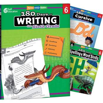 Shell Education 180 Days Writing, Spelling, & Cursive Grade 6: 3-Book Set