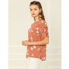INSPIRE CHIC Women's Floral Summer Crew Neck Casual Shirred Short Sleeve Blouse - 4 of 4