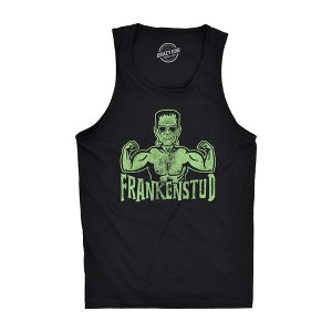 Mens Frankenstud Fitness Tank Funny Workout Frankenstein Halloween Graphic Tanktop - Crazy Dog Men's Tank Top - 1 of 4