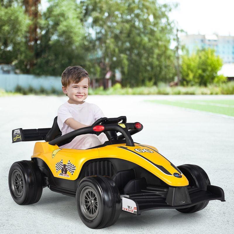 Costway 12V Kids Ride on Car Electric Racing Truck Remote Control w/ MP3 & Lights Yellow\Pink\Red, 3 of 11