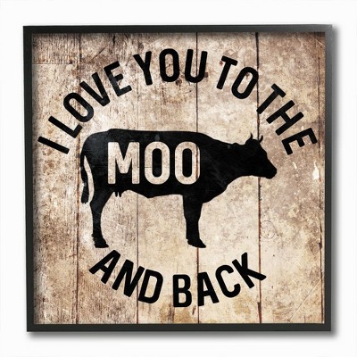 Stupell Industries The Moo And Back Funny Cow Farm Wood Texture Word Design