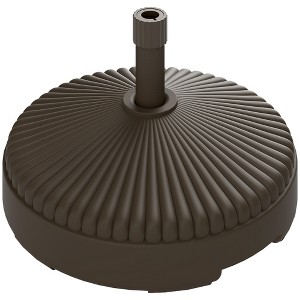 Aghana Digitals Brown HDPE Patio Umbrella Base, Heavy Duty 62lbs Sand/51lbs Water Fillable Stand - 1 of 4
