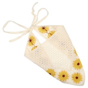 Unique Bargains Women's Fashion Sunflower Hollow Triangle Headwrap 18.90"x9.45" Yellow 1pc - 1 of 4