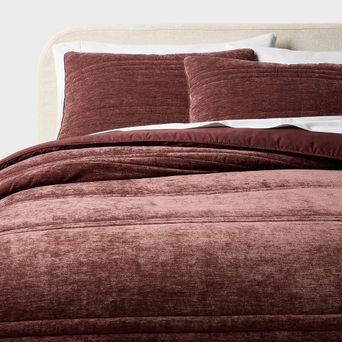 Комплект с одеялом Threshold King Chenille Comforter and Sham Set Berry