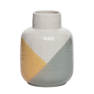 VIP Dolomite 8.19 in. Green Color Block Textured Vase