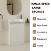Lyngins Compact Wall-Mounted Bathroom Vanity with Sink, Floating Vanity with Round Single Ceramic Basin & Bottom Storage, Eco-Friendly Plywood - 2 of 4