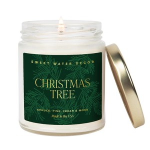 Sweet Water Decor Christmas Tree 9oz Clear Jar Soy Candle - 1 of 3