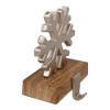 Northlight 6" Silver Snowflake on Wood Look Base Christmas Stocking Holder - 3 of 4