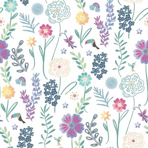 Disney Encanto Embroidery Floral Kids' Peel and Stick Wallpaper White - 1 of 4