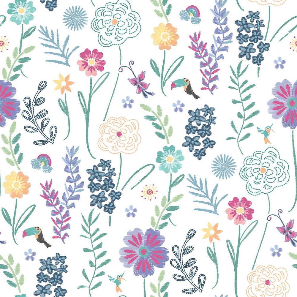 Photos - Wallpaper Disney Encanto Embroidery Floral Kids' Peel and Stick  White 