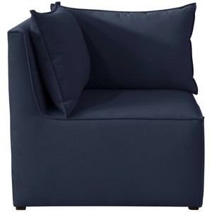 French Seamed Corner Chair in Velvet Navy - Cloth & Co., Velvet Blue