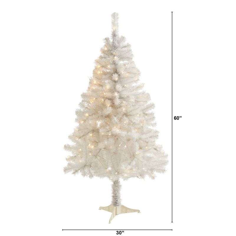 5ft Nearly Natural Pre-Lit LED White Artificial Christmas Tree Clear Lights, 3 of 8