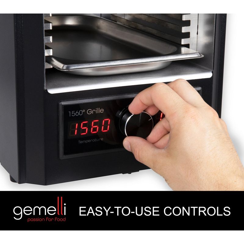 Gemelli Gourmet Steak Grille (1600 Watt), Infrared Superheating Up to 1560 Degrees, Electric Grill (Black), 3 of 7