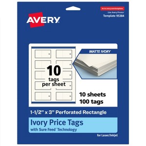 Avery Perforated Price Tags, 1-1/2" x 3", Matte Ivory, 100 Total - 1 of 4