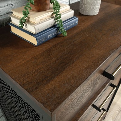 Barrel Oak 4-Drawer Vertical Dresser with Metal Frame