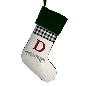 Personalization Mall Festive Foliage Initial Christmas Stocking, Green - 1 of 2