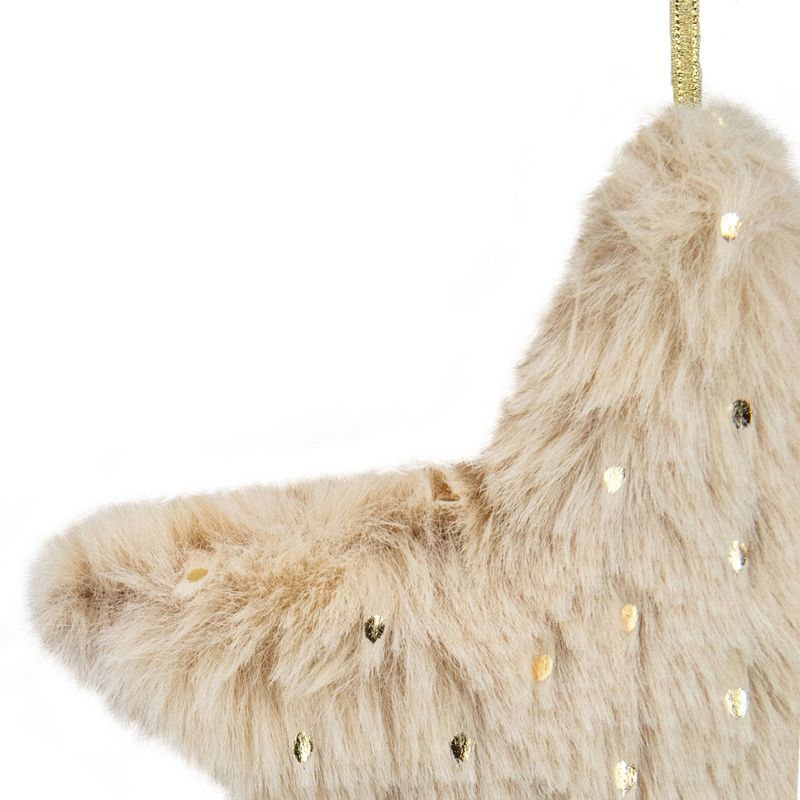 Northlight Set of 2 Beige Faux Fur Star and Christmas Tree With Sequin Ornaments - 4.25", 3 of 5