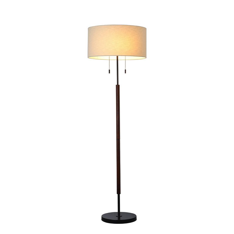 Cut Off Base Floor Lamp Black/Brown Metal/Wood - Threshold™, 3 of 12