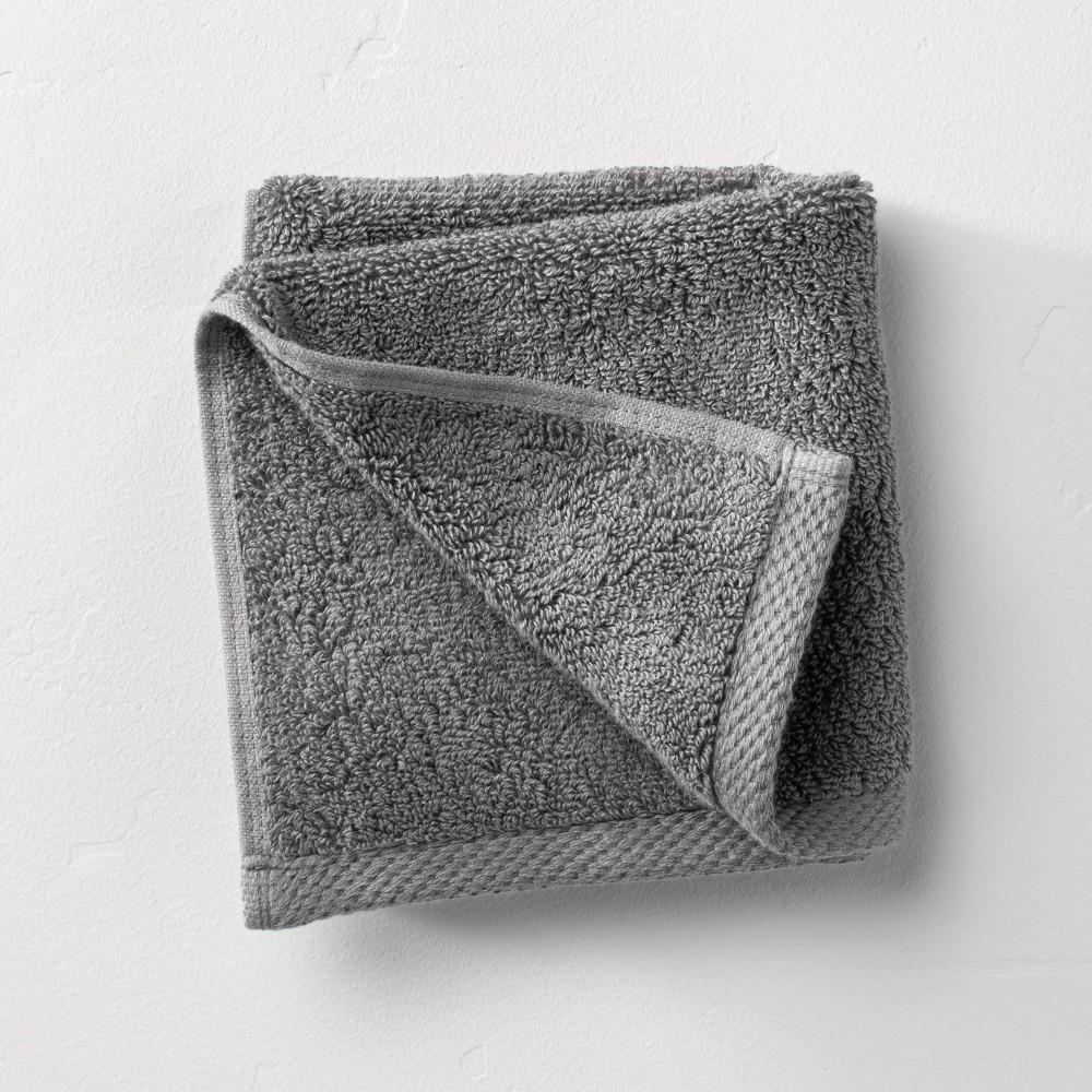 Photos - Towel Organic Washcloth Dark Gray - Casaluna™