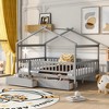 Gulches Gray Full Size Wooden House Bed with Two Drawers - 2 of 4