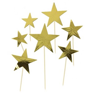 O'Creme Gold Star Cake Toppers, Pack of 7 - 1 of 1