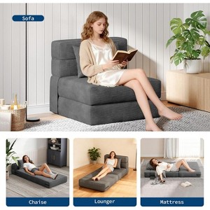 2 Pcs Folding Sofa Bed Chair - Convertible cloud couch with foldable design, functions as comfy sectional couch & bed. - 1 of 4