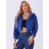 INSPIRE CHIC Women's Casual Hooded Zip Up Long Sleeve Cropped Faux Fur Jacket - 2 of 4