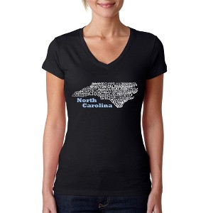 LA Pop Art Women's Word Art V-Neck T-Shirt - North Carolina - 1 of 4