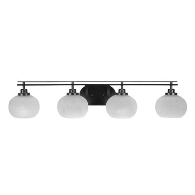 Toltec Lighting Odyssey 4 - Light Vanity in  Matte Black with 7" White Muslin Shade